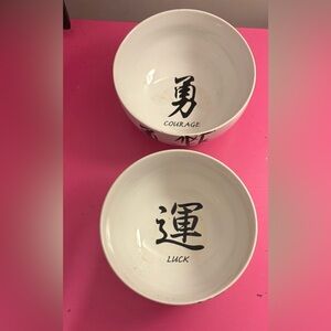 White Ceramic Bowls with Inspirational Text
